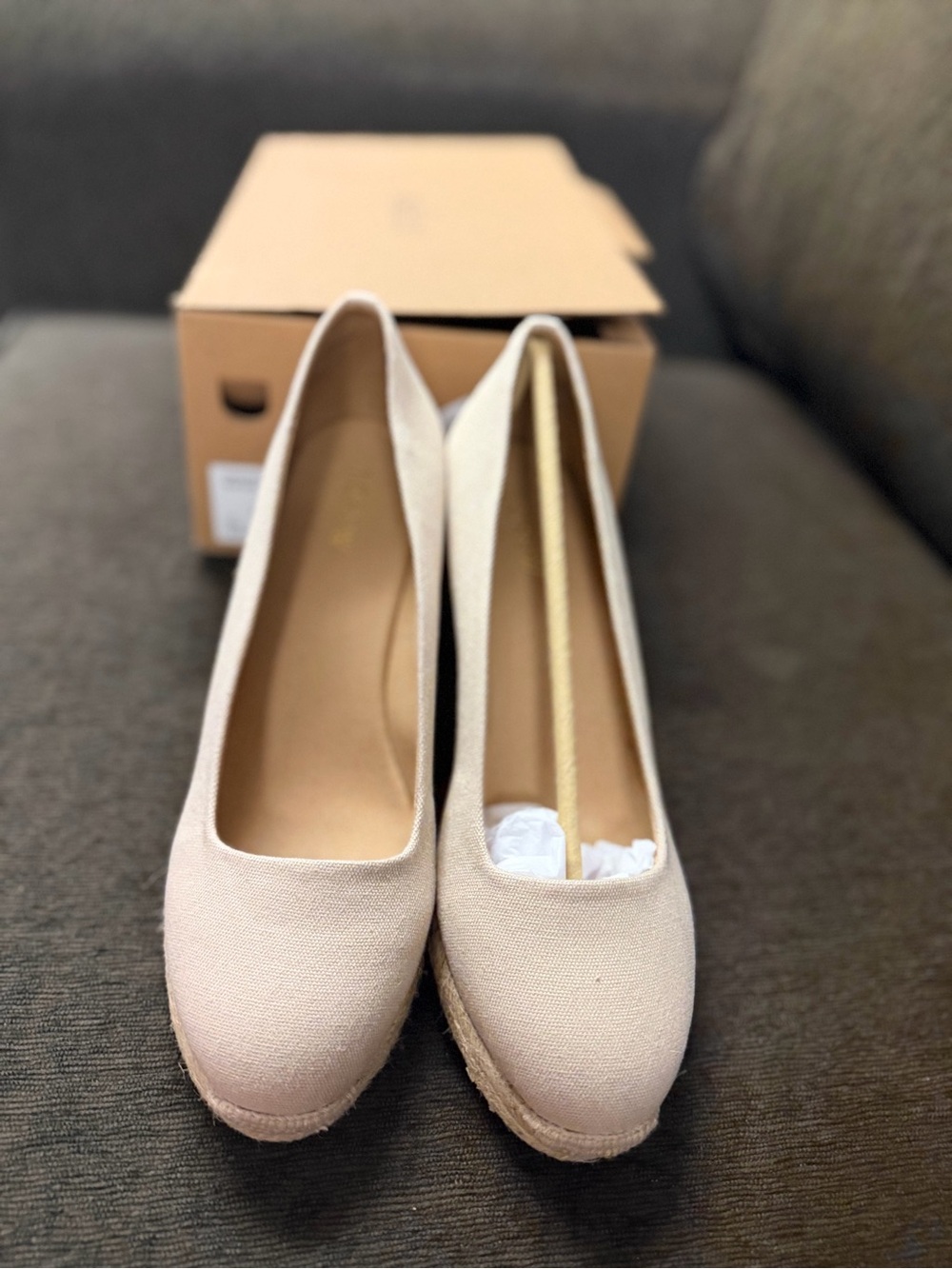 J. Crew Cream Canvas Wedge Espadrilles